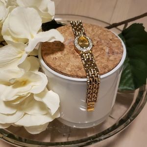 Goldtone watch with rhinestones